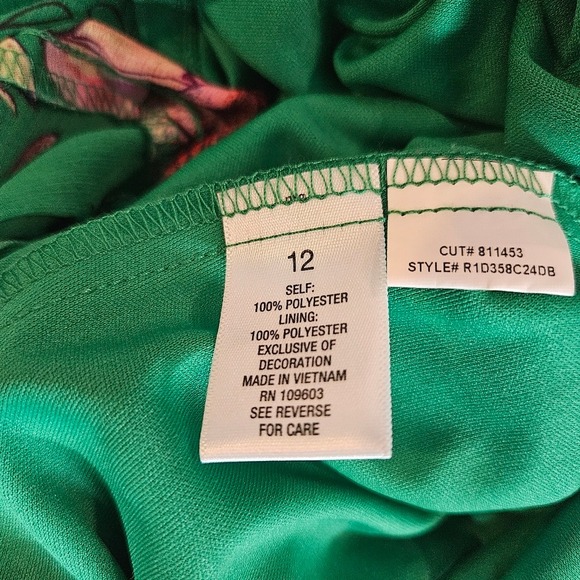 Roz & Ali Floral Green One-Shoulder Asymetrical Dress Size 12 - Picture 8 of 13